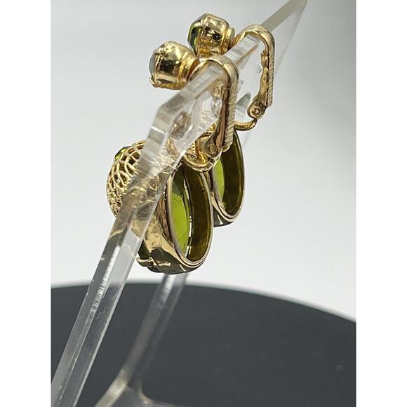 D&E Juliana Sarah Coventry Vintage Touch of Elegance Book Clip Earrings Green - Picture 14 of 16